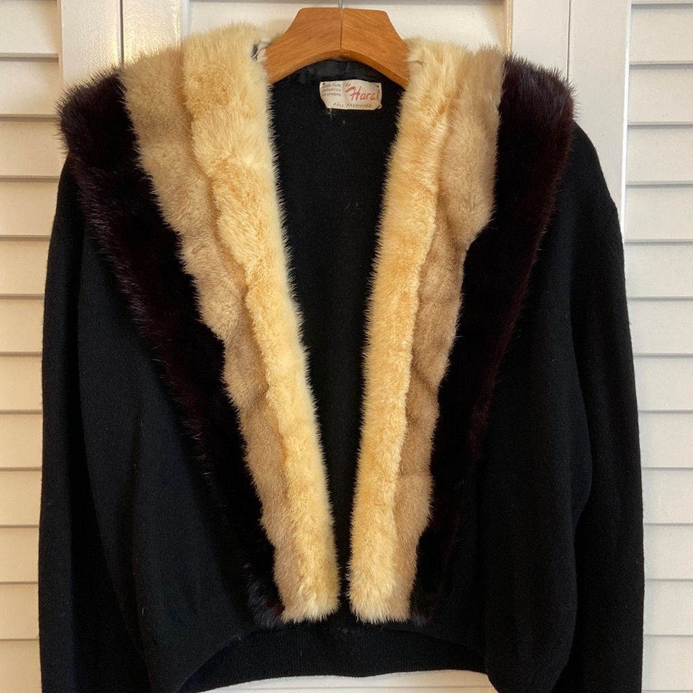 Vintage rabbit fur cardigan 1950-1960